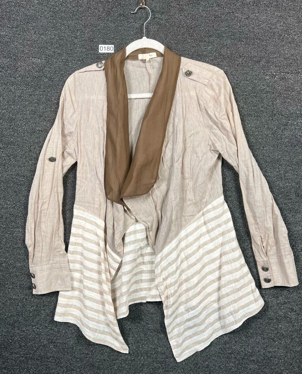 Ryu by Anthropologie Military Womens Sz S Sweater Cardigan Shawl  Brown Striped